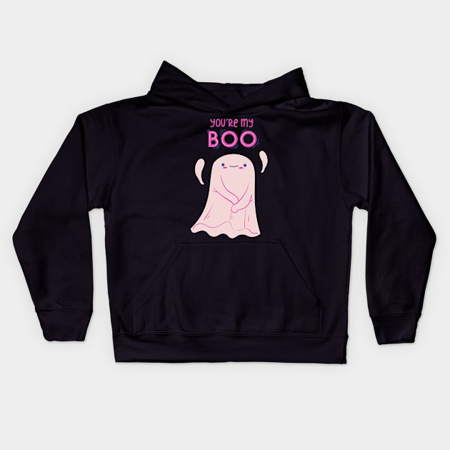 You're My BOO - Simple and sweet Halloween Ghost Kids Hoodie by Ken Adams Store